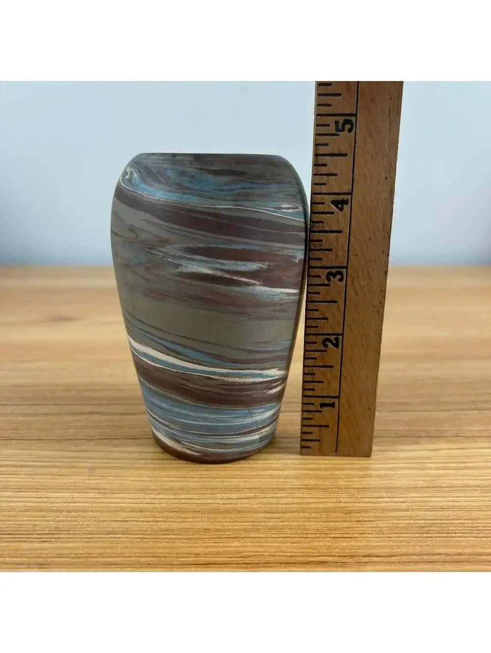 Niloak Art Pottery 1920s Brown Blue Mission Swirl Arts And Crafts Vase 4.5